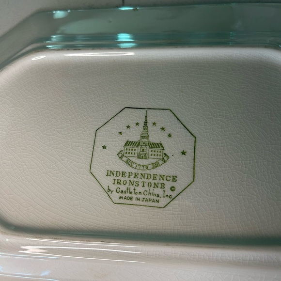 Independence Ironstone Server Plate w/2  sized Creamers Castle Ton, Japan - Picture 8 of 10